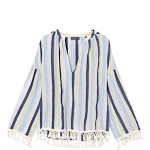 Vince Camuto Striped Pompom Trim Top